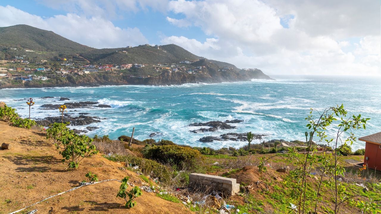 Punta Banda, Ensenada, Mexico - January 18 2023: The rocky, scenic coastline along the Pacific Ocean at the cape of Punta Banda, southwest of the city of Ensenada, Mexico.
