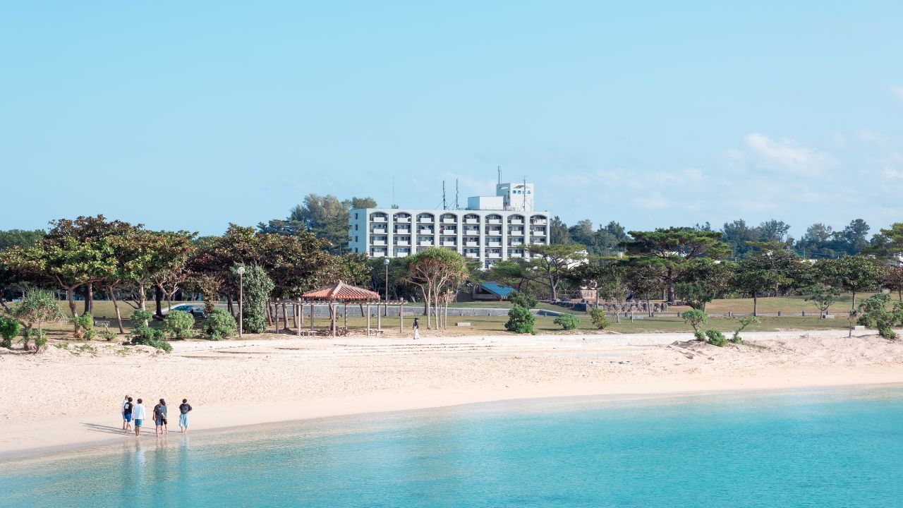 Nago, Japan - December 14, 2023 : Beach of 21st Century Forest Park