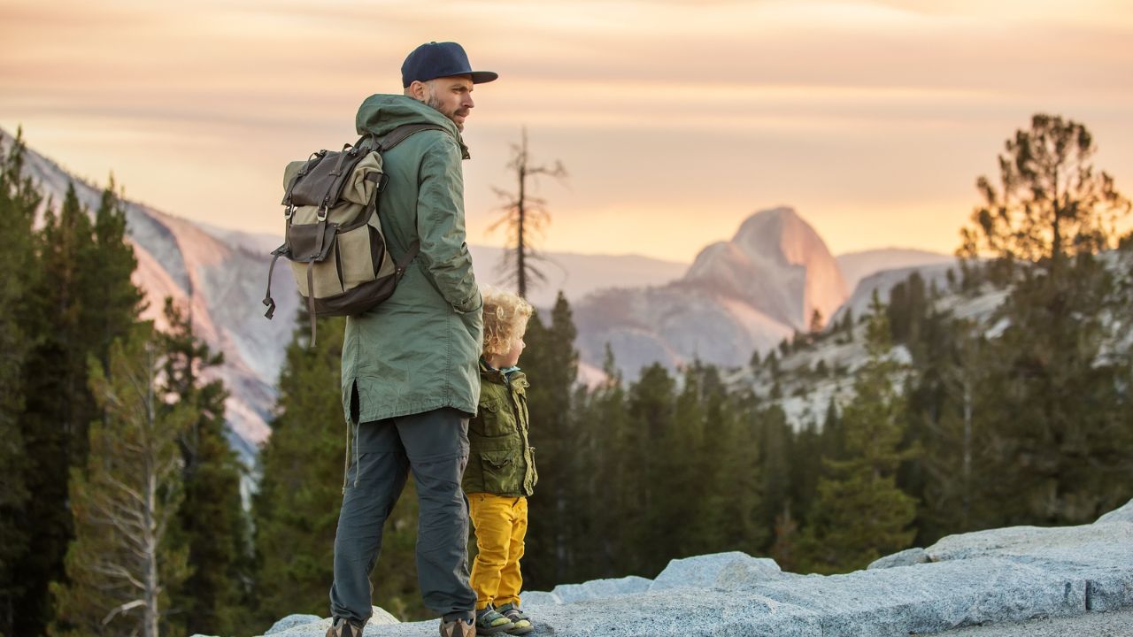 Happy family visit Yosemite national park in California