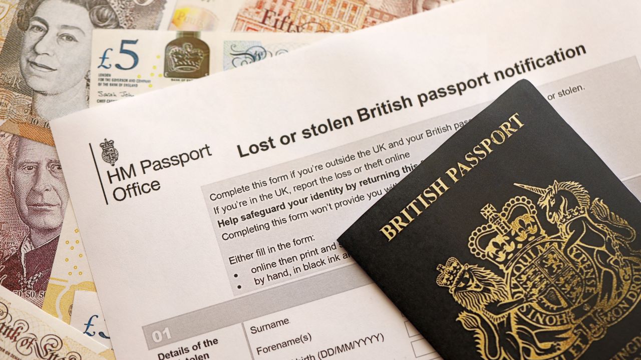 HM Passport Office Lost or stolen British passport application close up