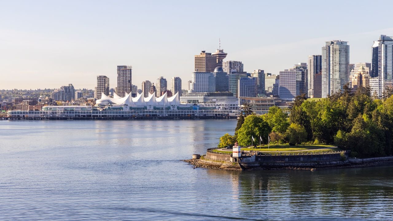 Vancouver skyline with Stanley Park and Canada Place
