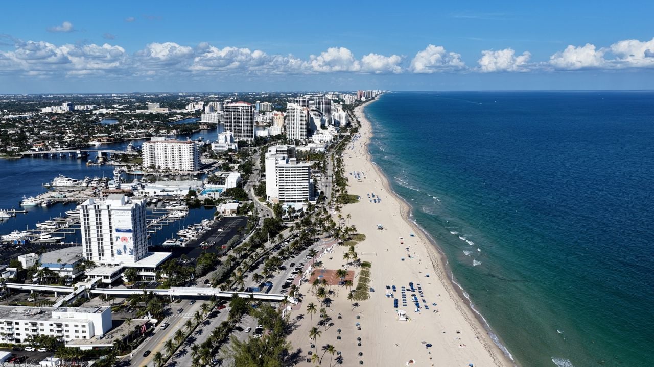 Fort Lauderdale, Florida, United States - 12.19.2025 - Fort Lauderdale Skyline At Fort Lauderdale In Florida United States. Sunny Day Fort Lauderdale United States. Urban Beach. Bay Water Scenery.