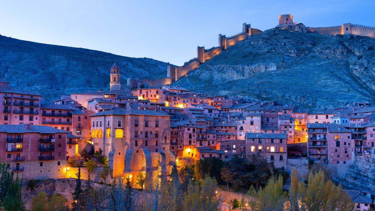 Sunset in the village of Albarracín. Sierra de Albarracín region. Province of Teruel. Aragon. Spain. Europe