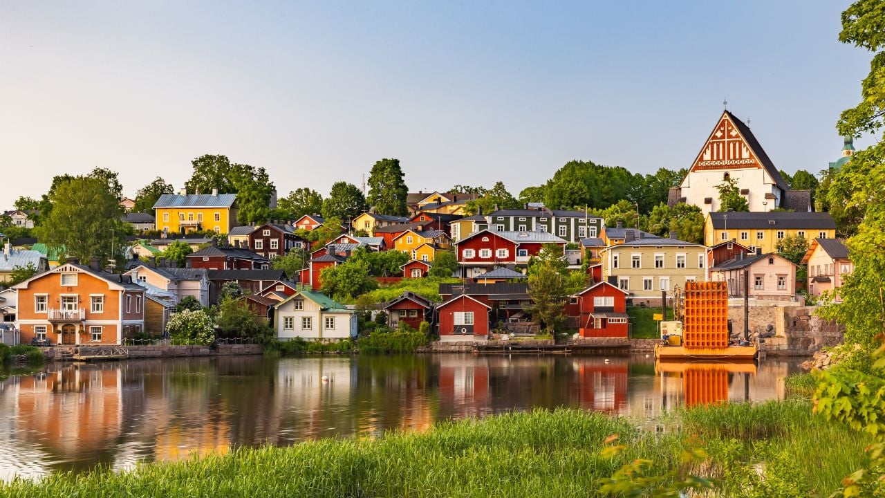 Beautiful landscape at sunset. Porvoo. Finland