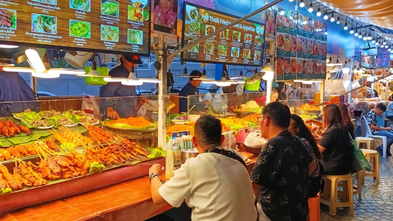 Bangkok, Thailand. 23 June 2024. Night Market and Street Vendor in Bangkok Thailand