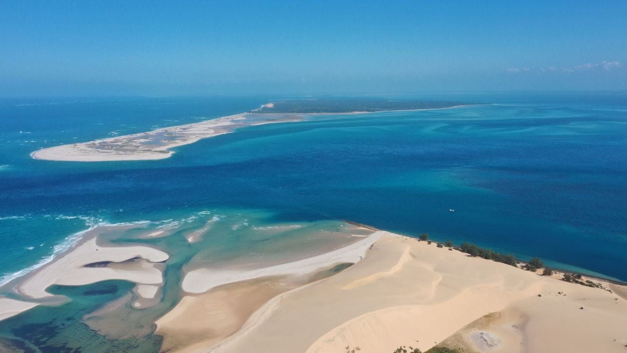 aerial picture of the Islands of Bazaruto in Mozambique