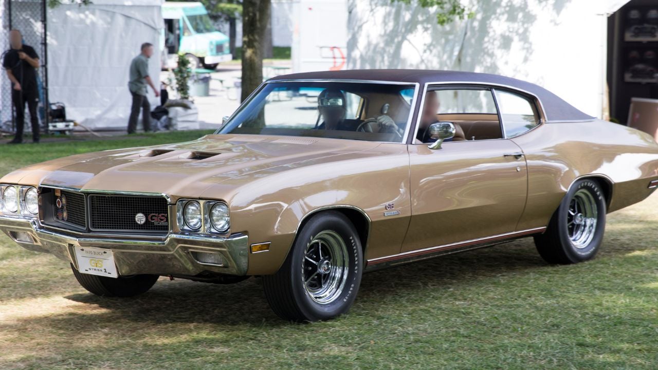 1970 Buick GS 455 Stage 1 in Desert Gold at the 2024 Greenwich Concours d'Elegance.
