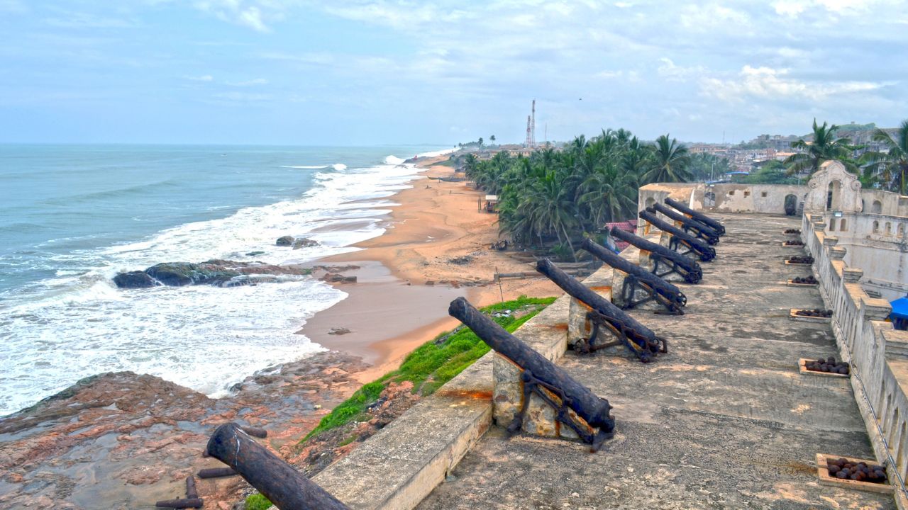 The famous Cape Coast Castle in Ghana, West Africa was a storehouse for human cargo during the Transatlantic slave trade