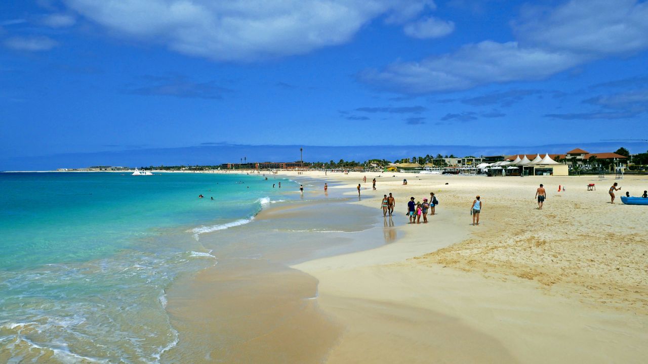 Santa Maria, Sal, Cabo Verde - Cape Verde, África - August 22, 2018. Santa Maria beach in Sal Cape Verde - Cabo Verde