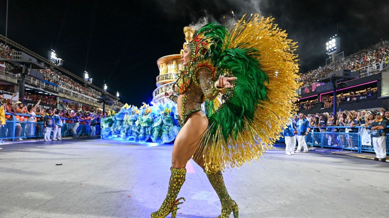 Rio, Brazil - March 3, 2025: Parade of the Vila Isabel samba school of the special group, during the carnival in the city of Rio de Janeiro on Sapucaí de Sapucai street
