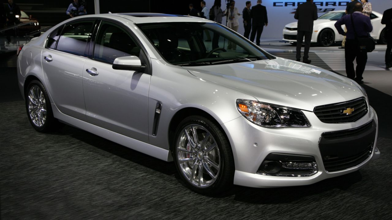 Grey 2014 Chevrolet SS exhibited at the 2013 New York Auto Show - Front 3/4