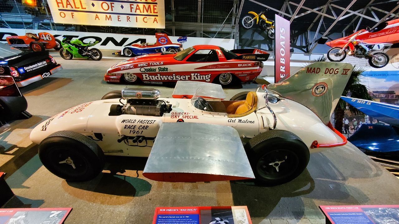 Daytona Beach, Florida, U.S.A - November 18, 2023 - The world's fastest race car from year 1961 on display at the Motorsports Hall of Fame of America