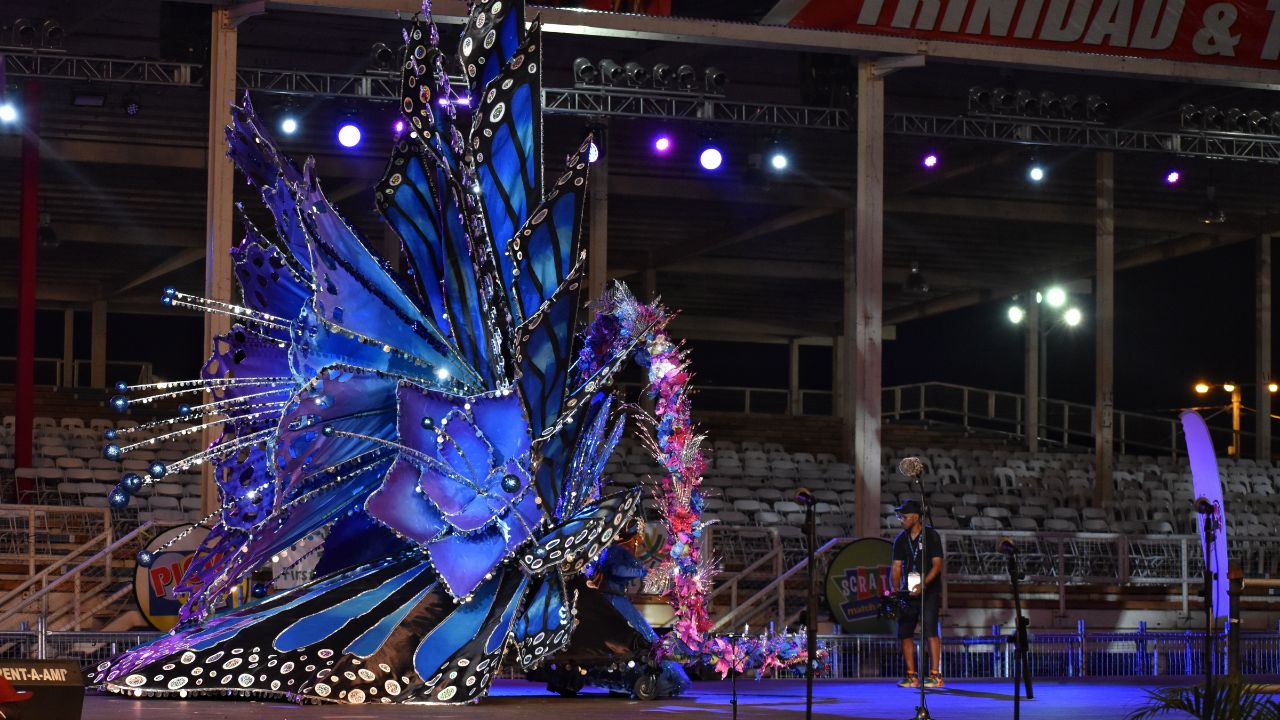 Port of Spain, Trinidad- March 8, 2025- Carnival Queen Costume Entitled, 'Maiya-Goddess of Creation', on stage during Carnival Lagniappe 2025 at the Grand Stand, Queen's Park Savannah.
