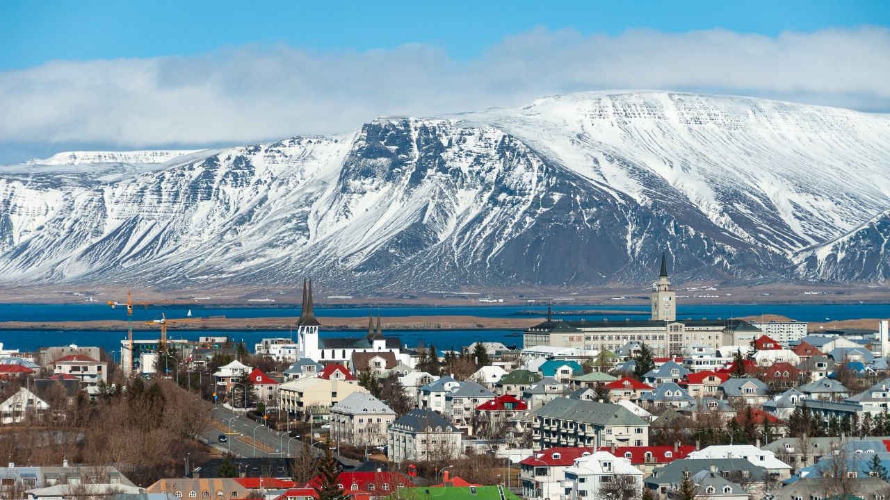 Reykjavik, capital city of Iceland, at winter