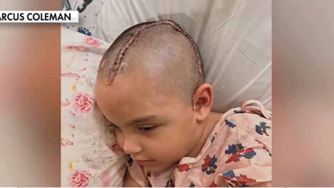 Little girl recovering in hospital after car accident.