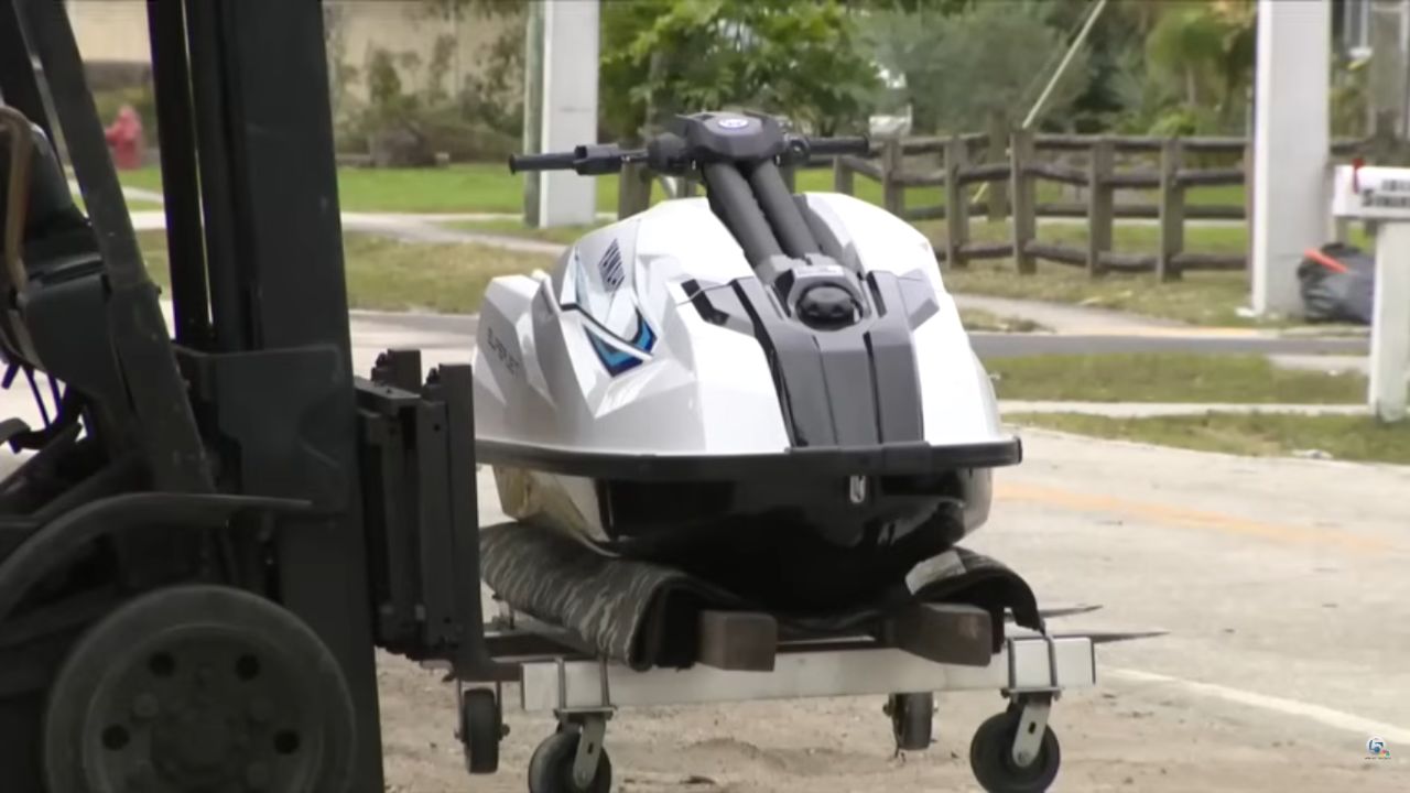 A watercraft on display at West Palm Beach Broward Motorsport.