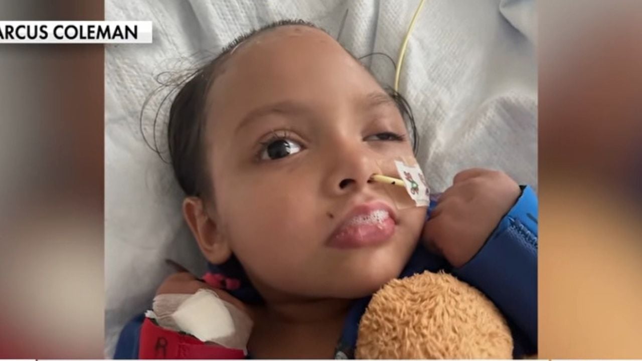Little girl recovering in hospital after car accident.