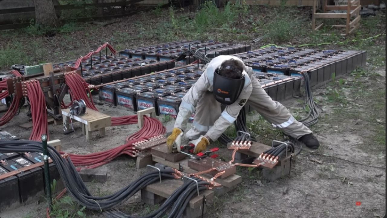 This DIY Experiment With 400 Car Batteries Turns Metal Into Plasma.