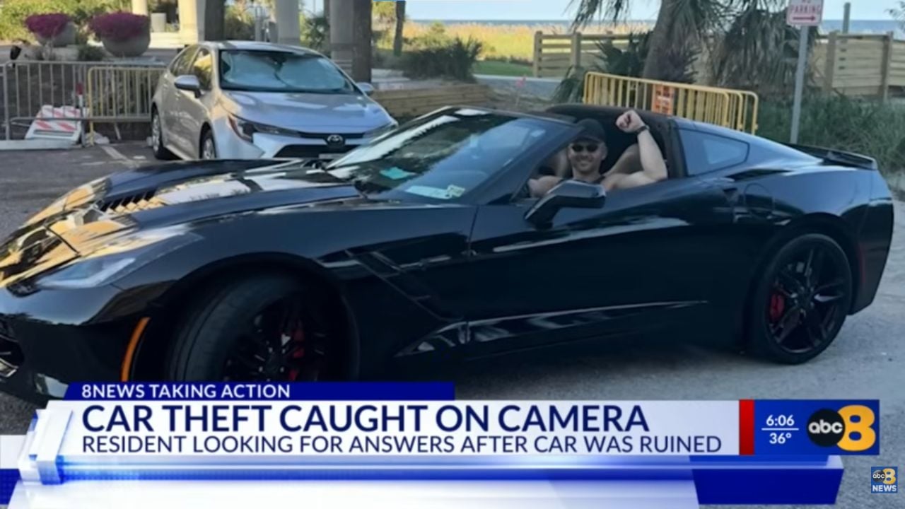2017 Chevrolet Corvette stolen and damaged.