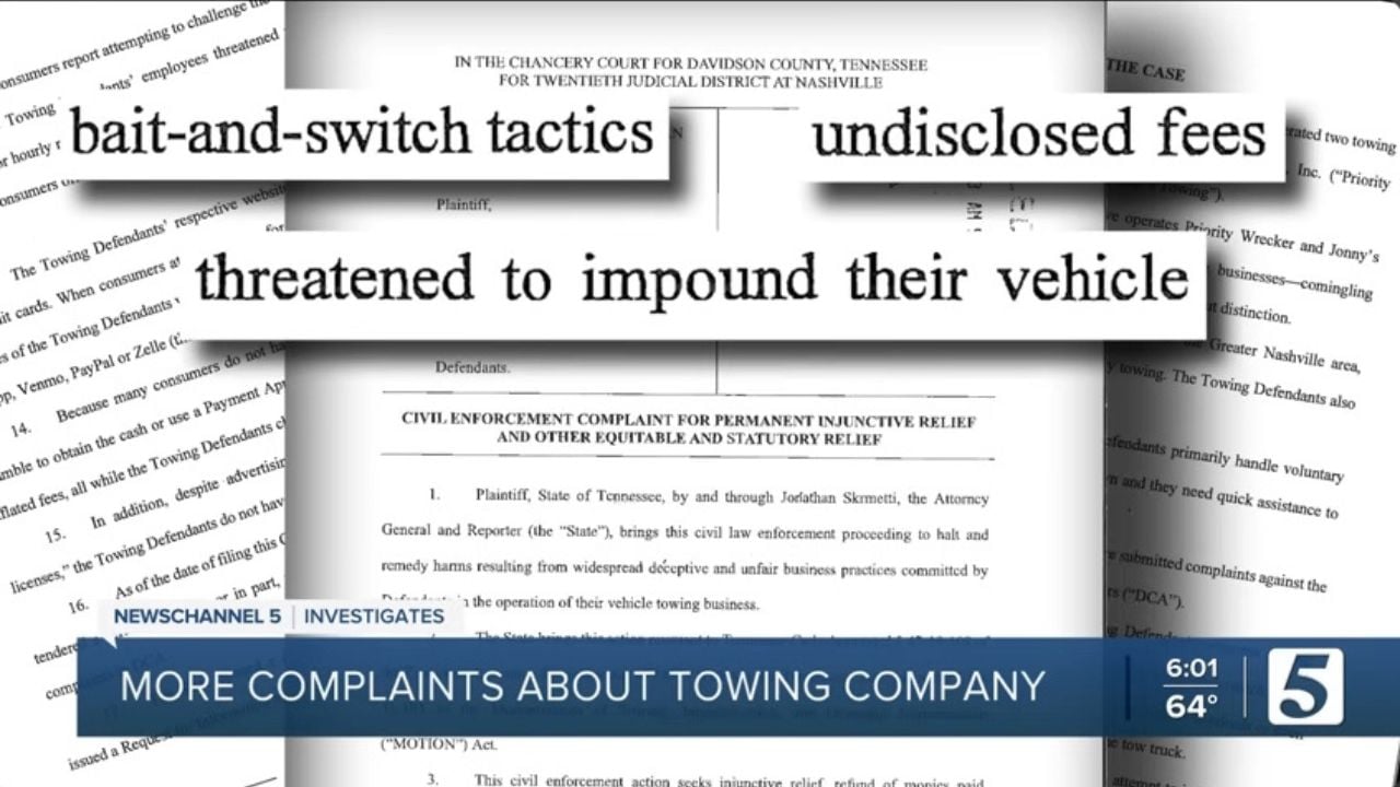 Tow company accused of bait and switch tactics.