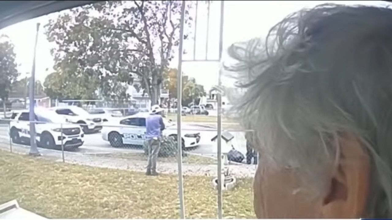 Man locks himself in landscaping van.