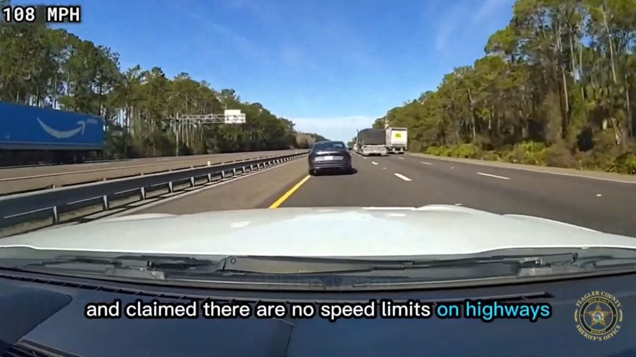 Police deputies stop man who clocked 114 mph on highway.