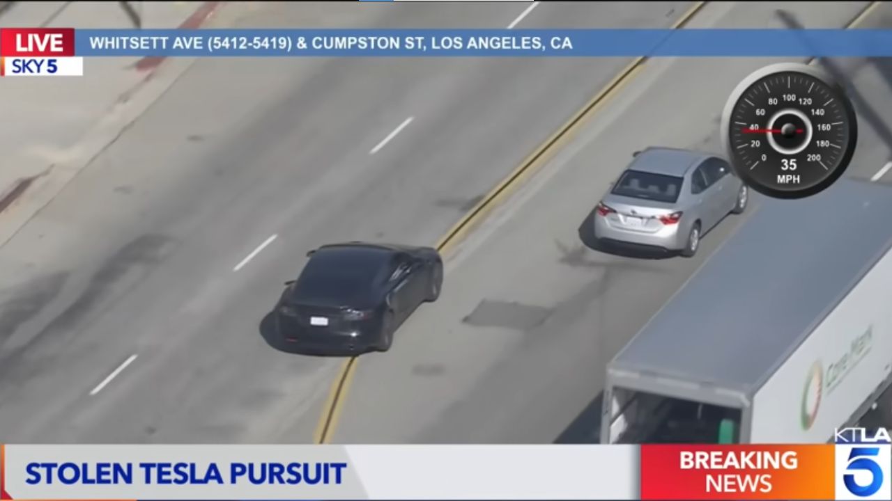 Tesla suspect police chase in Los Angeles.