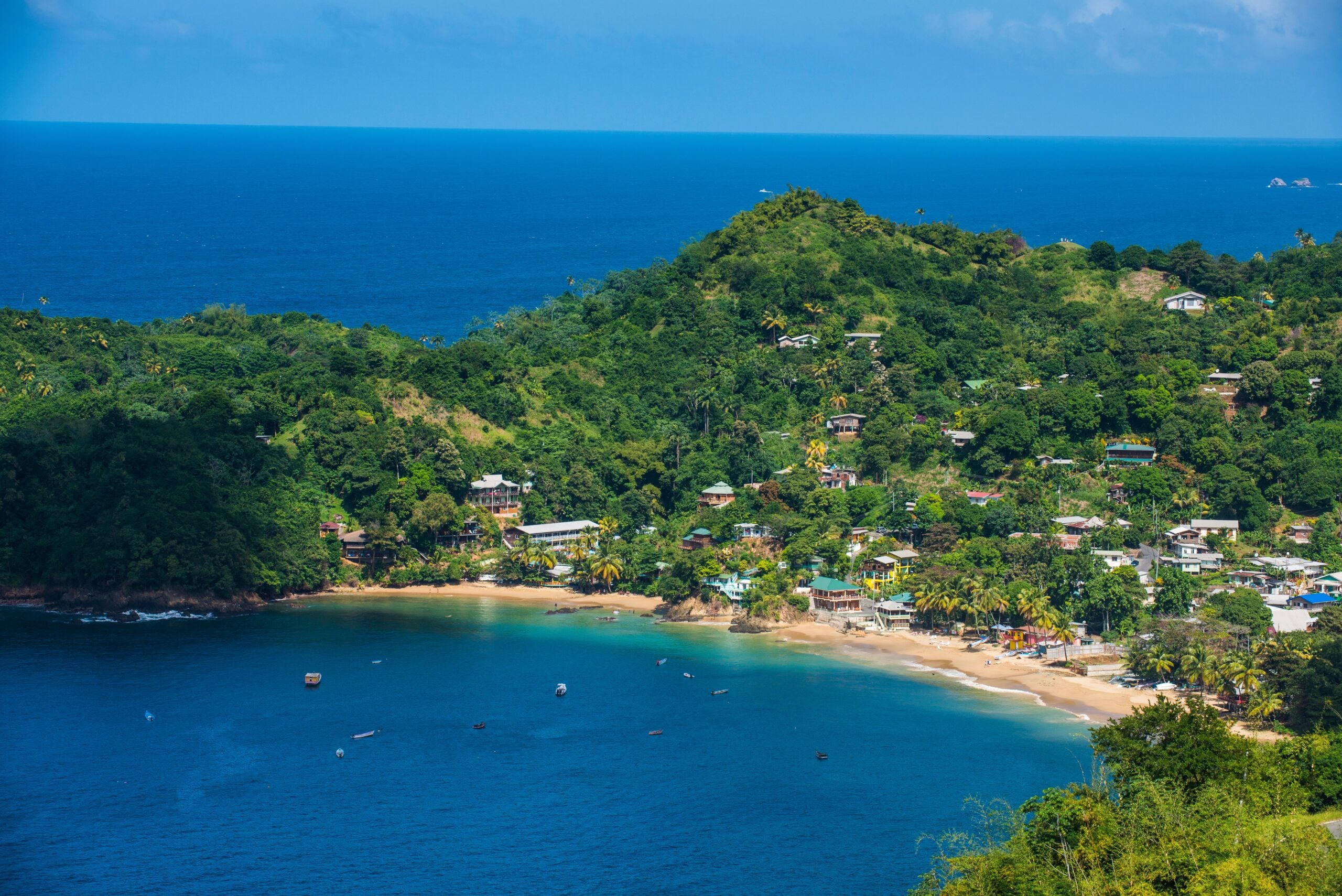 View over the bay of Castara, Tobago, Trinidad and Tobago.