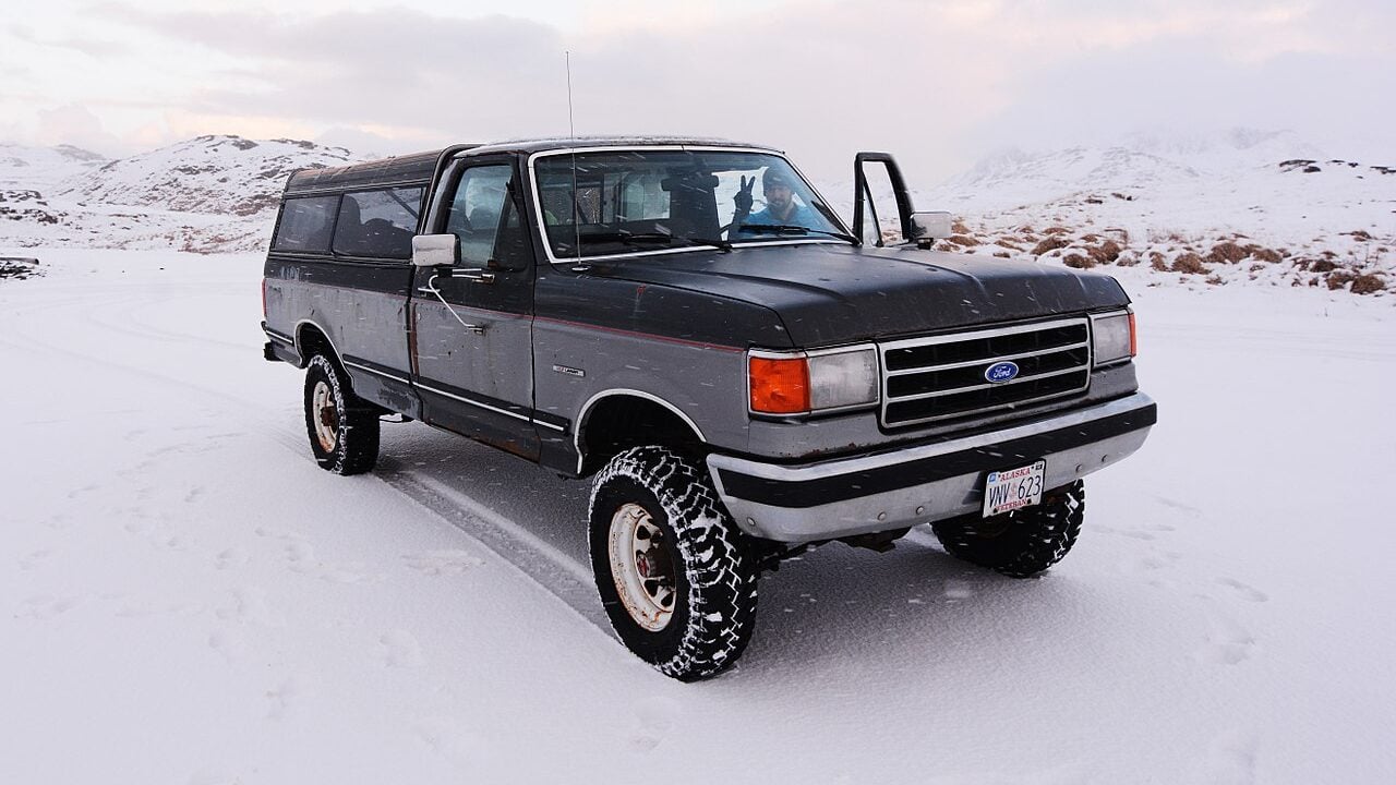Pickup truck on Adak Island, Alaska.