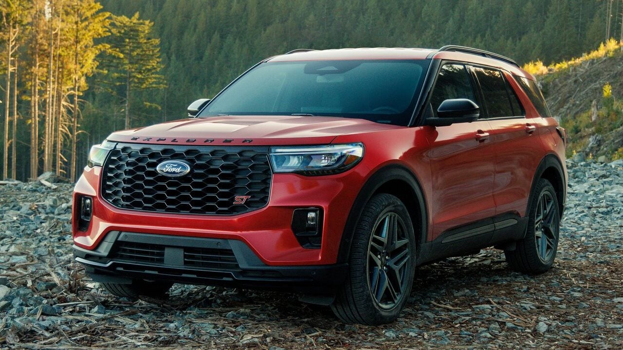 2025 Ford Explorer ST dark orange color.