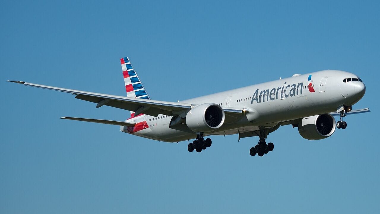 American Airlines Boeing 777 at Miami International Airport.