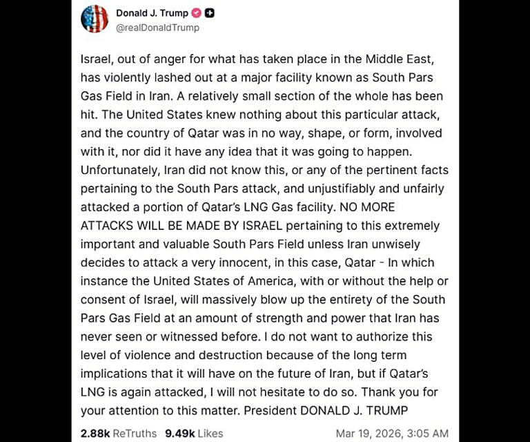 President Trump's Truth Social post.