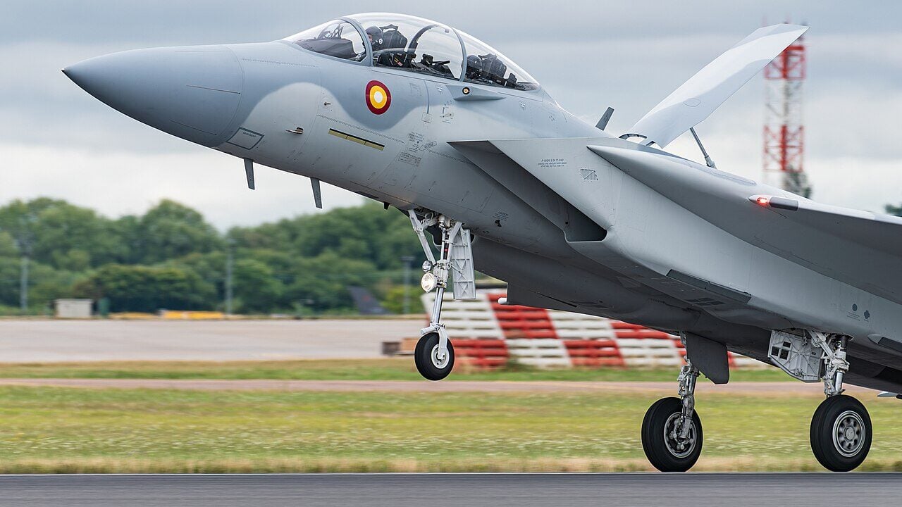 Qatar Emiri Air Force Boeing F-15QA Eagle QA538 Royal International Air Tattoo 2024.