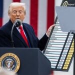 President Donald Trump signs an Executive Order on the Administration’s tariff plans at a “Make America Wealthy Again” event.