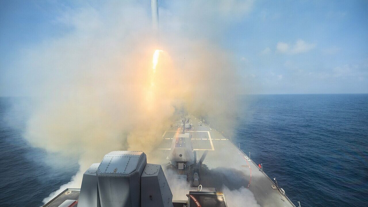 Arleigh Burke-class guided-missile destroyer USS Spruance (DDG 111) fires a Tomahawk Land Attack Missile (TLAM) in support of Operation Epic Fury, Feb. 28, 2026. (U.S. Navy photo)