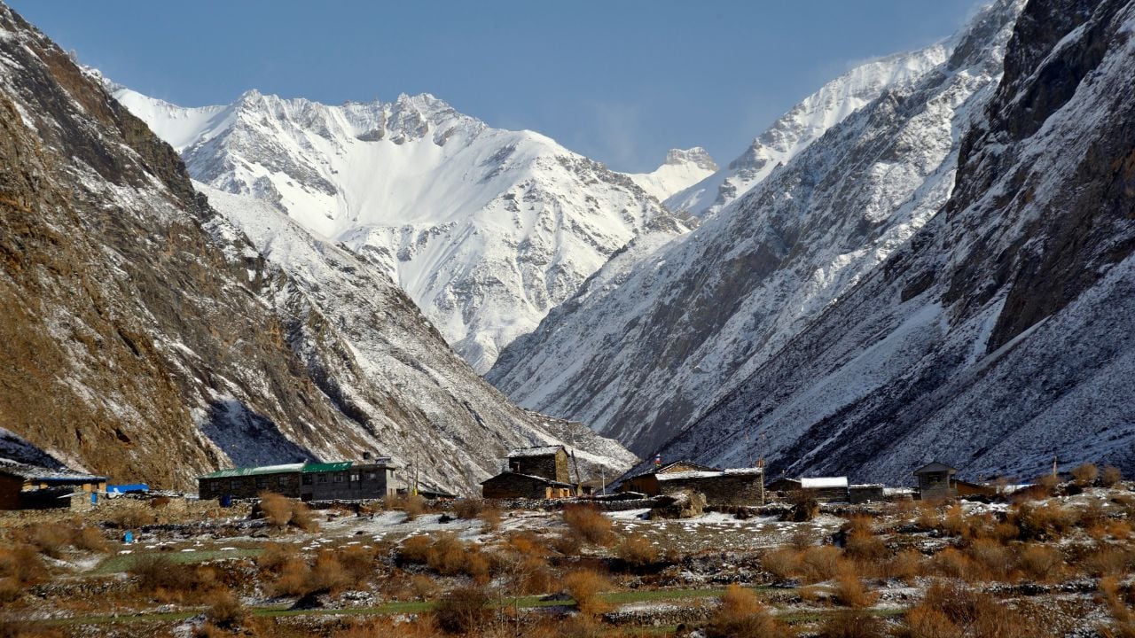 Upper Tsum Valley scenery in Nepal: remote mountain landscape