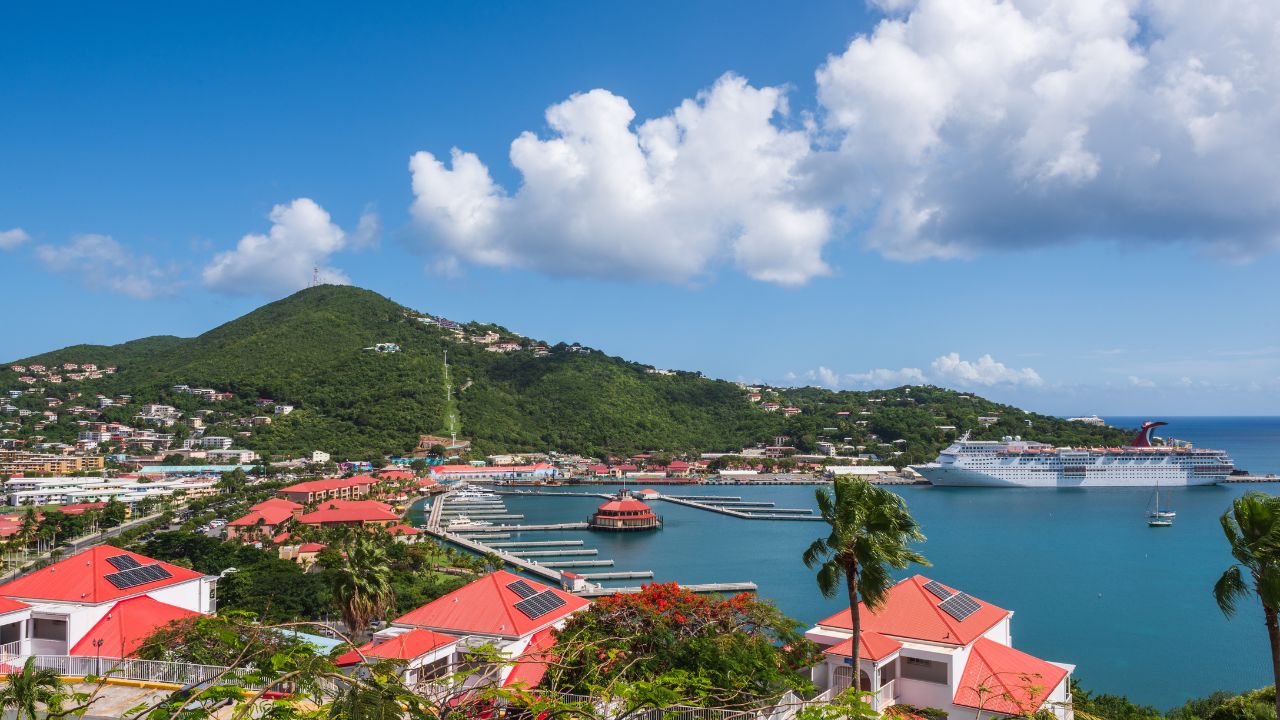 St. Thomas, US Virgin Islands - September 11, 2016: Scenic overlook with a view of Charlotte Amalie harbor in St. Thomas.