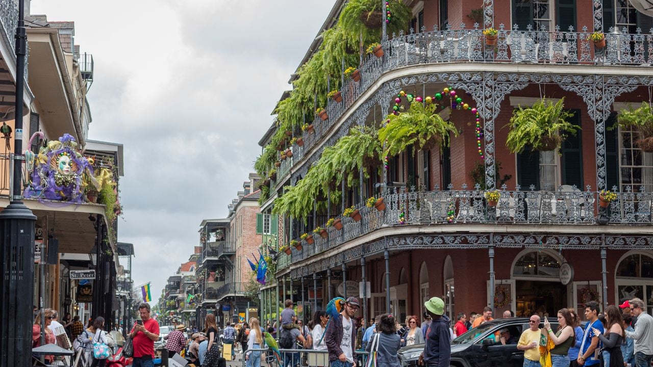 Traditional French Quarter street in New Orleans, Louisiana