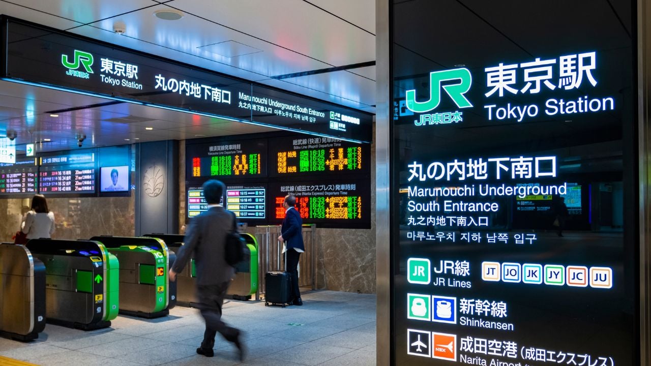 JAPAN, TOKYO - APR 18, 2019 : Japan train Tokyo station South gate entrance Business People walking Tokyo Japan