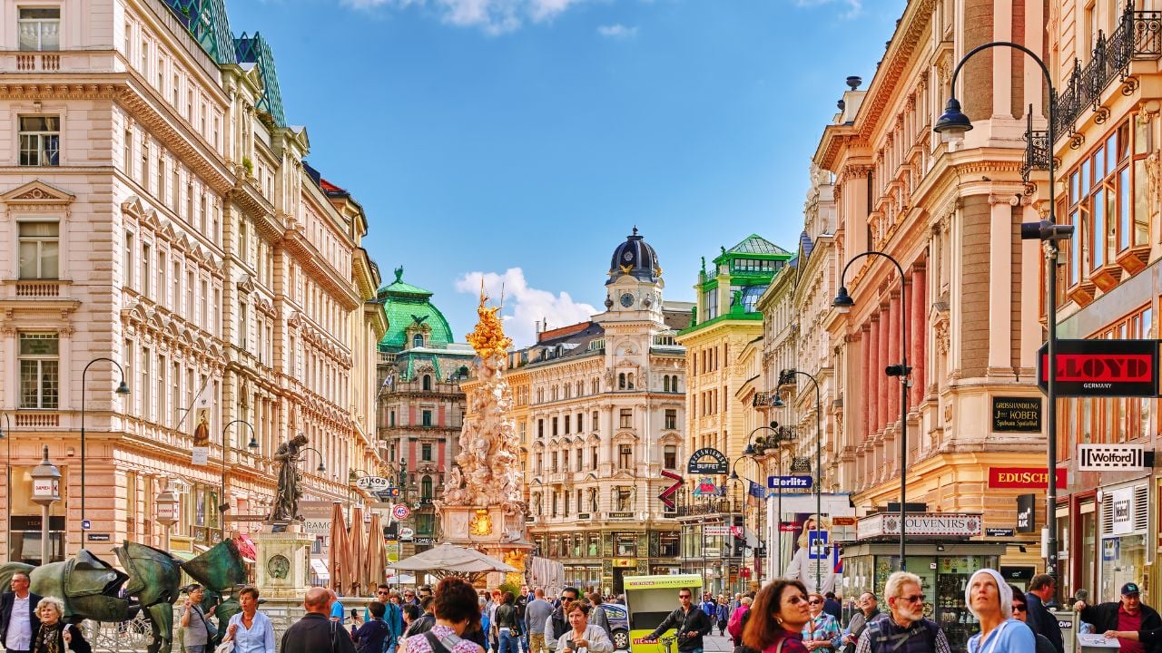 Street scene and cityscape in Vienna, Austria