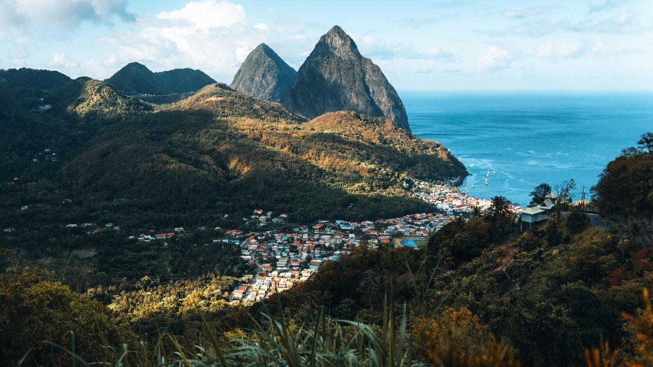Soufrière, Saint Lucia, with the Pitons in the background