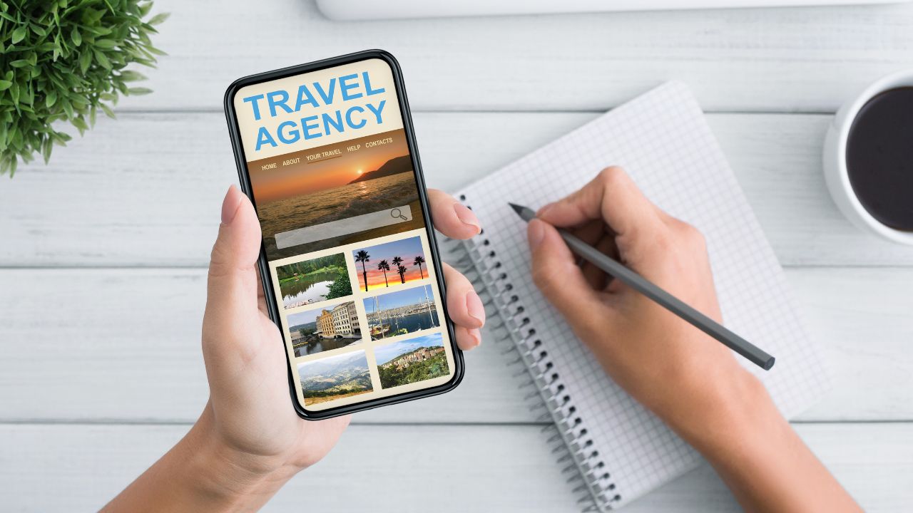 Woman using a smartphone to research travel offers