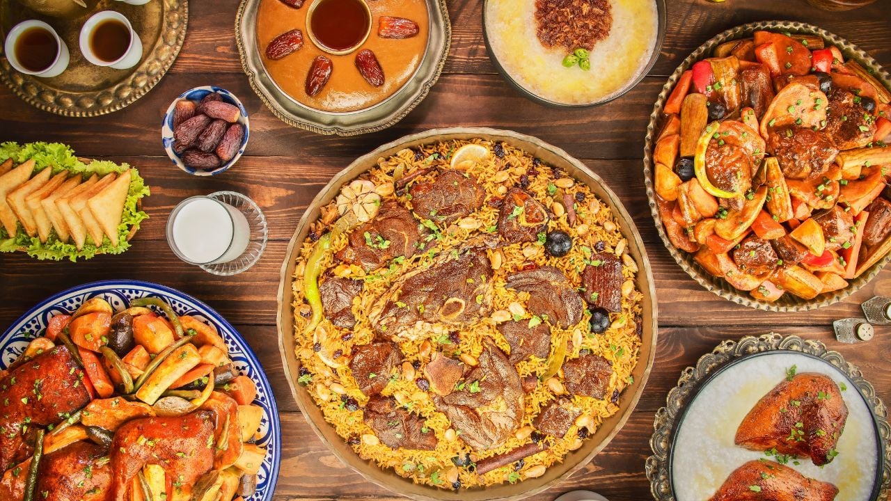Arabic Cuisine, Assorted of Saudi traditional dishes. These dishes are the best representation of the heritage and the heart of Saudi Arabia. It's also Ramadan 'Iftar' in many Arab countries.