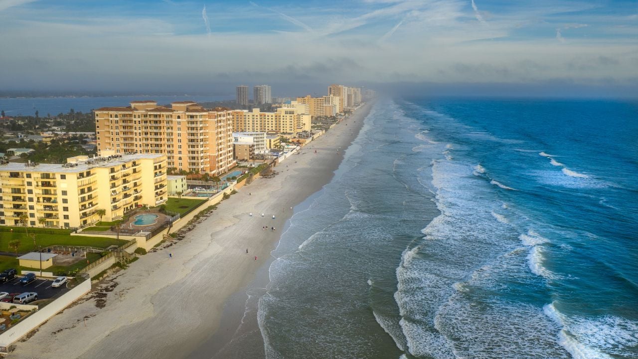 Aerial view of sunrise in Daytona Beach, Florida