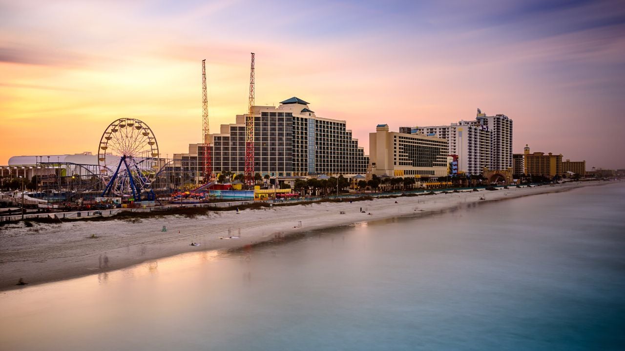 Daytona Beach, Florida, USA beachfront skyline.