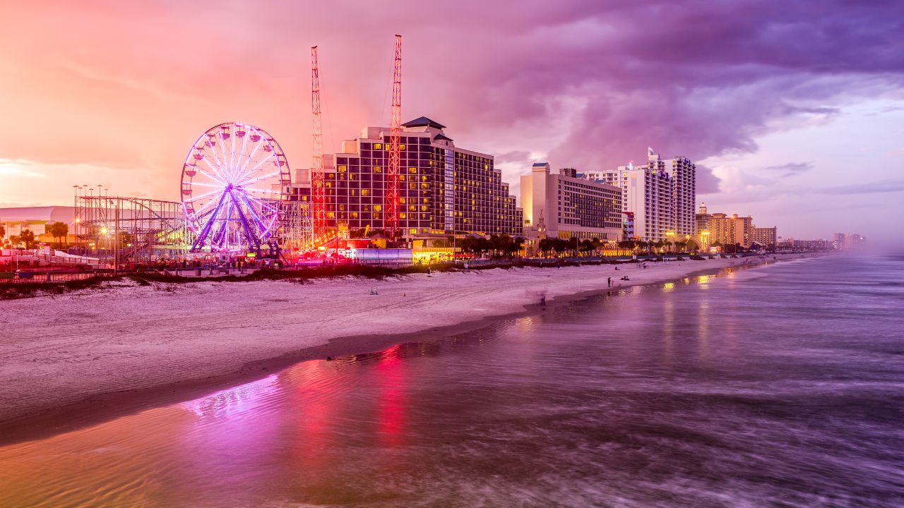 Daytona Beach, Florida, USA beachfront skyline.