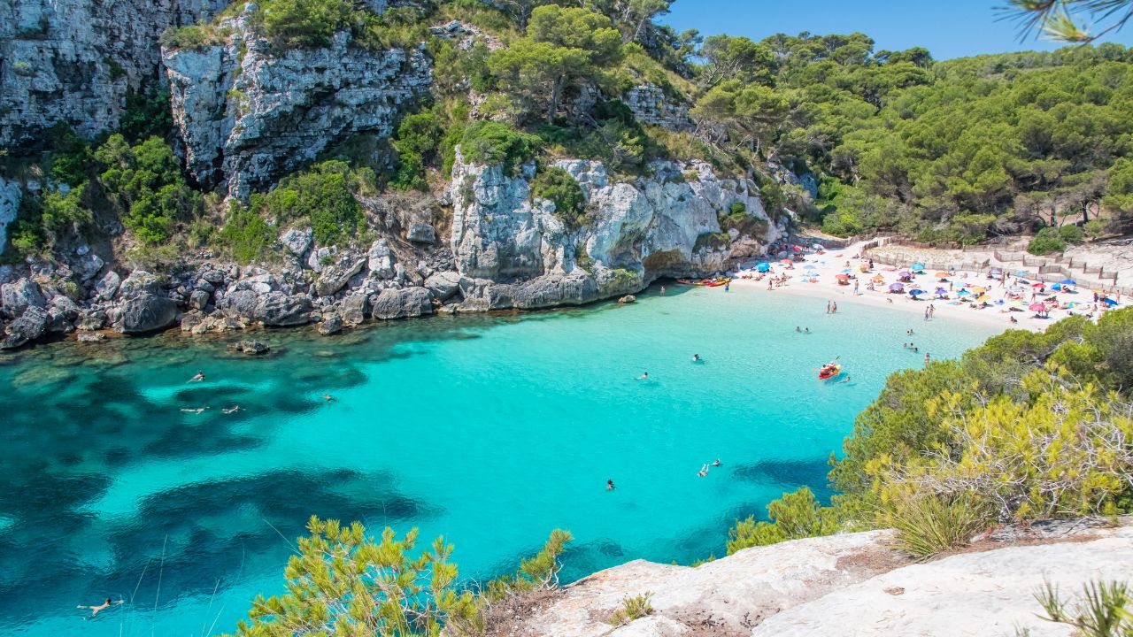 Cala Macarelleta beach in Menorca, Balearic Islands, Spain
