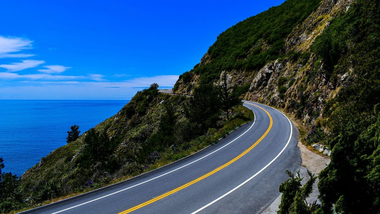 Scenic Views of California Highway 1 Pacific Coast Highway in Big Sur