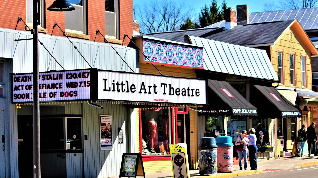 Yellow Springs, Ohio / United States - April 1 2018: The Little Art Theater in Yellow Springs is a local landmark built in 1929 currently showing foreign films and indie movies