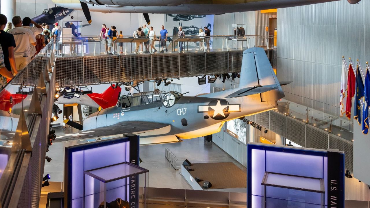 New Orleans Louisiana USA - 7 5 2024: World War II airplanes at The National WWII Museum in New Orleans Louisiana USA